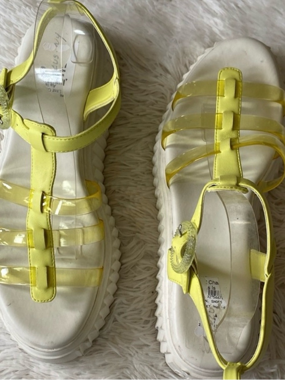 Clear Jelly Platform Sandal with Yellow Accents